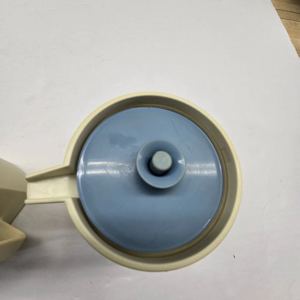 Vintage Tupperware Sugar Creamer Set Cream Blue MCM Kitchenware 1414 1415